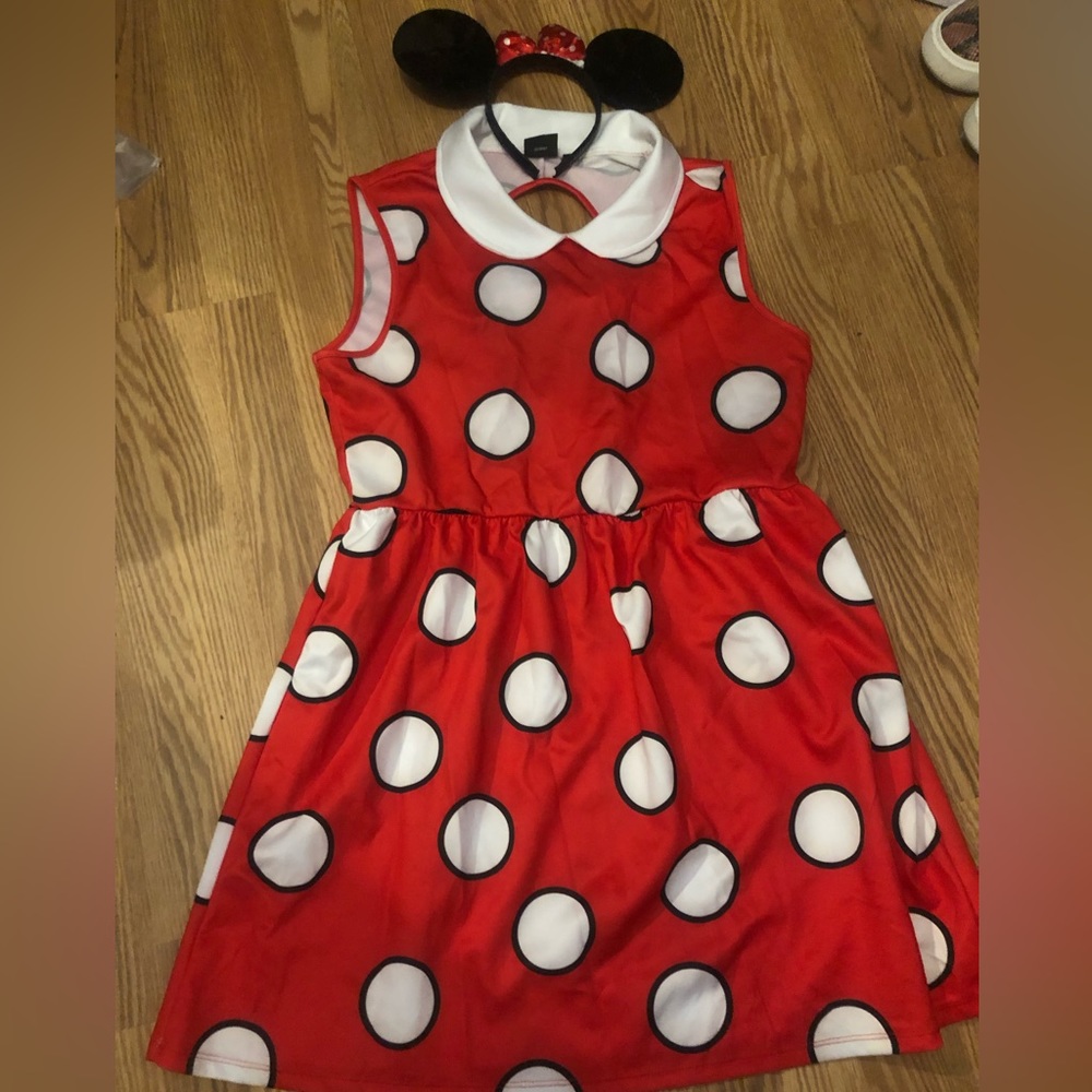 Disney Minnie Mouse Costume with Headband Ears for Halloween- Size Large